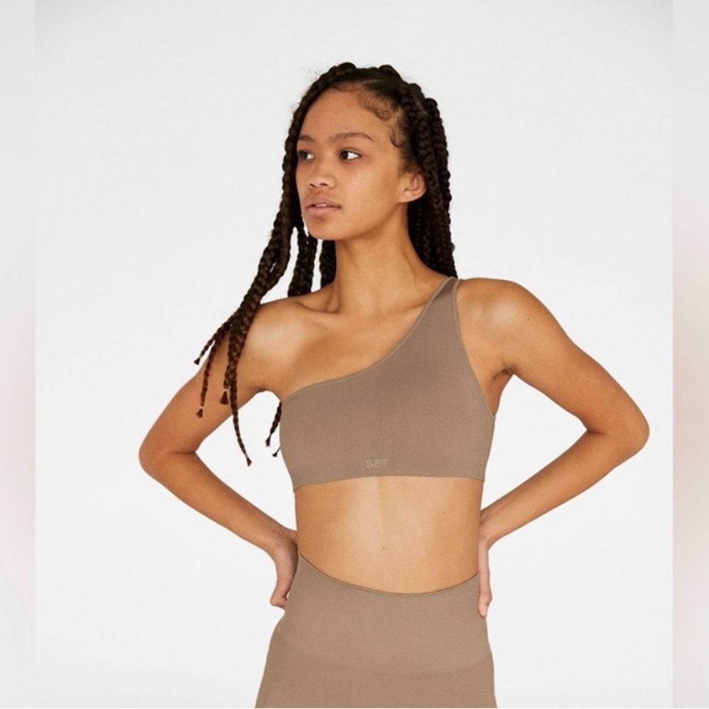 SET Active One-Shoulder Bra in Tan - Picture 1 of 4